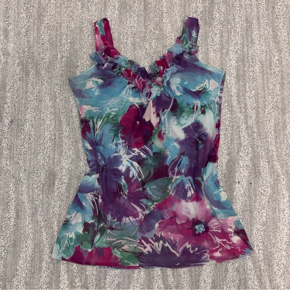 Sweet Pea by Stacy Frati Tops - Sweet Pea By Stacy Frati Y2K Micromesh Sleeveless Top Floral Fairy Boho Women S